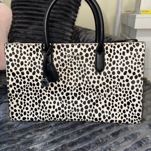 Michael Kors Black and White Leopard Print Handbag
